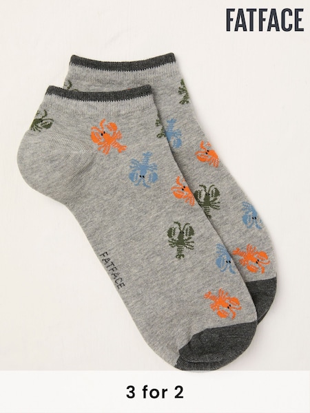 FatFace Grey Lobster Trainer Socks (AL0429) | £6