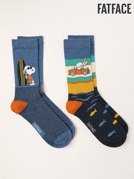 FatFace Blue Snoopy Socks 2 Pack (AL0432) | £12