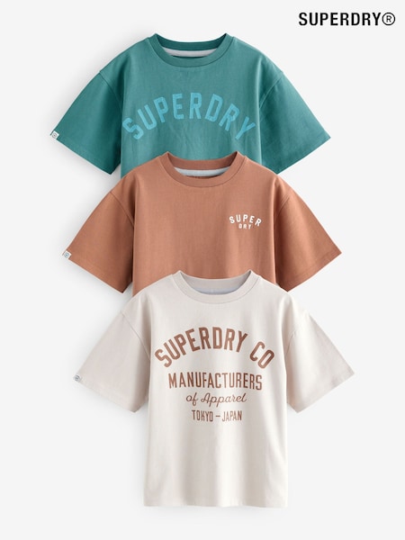 Superdry Brown/Cream T-Shirt 3 Pack (AL0457) | £26 - £32