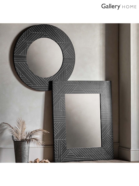 Gallery Home Black Wood Holywell Round Mirror (AL0477) | £110