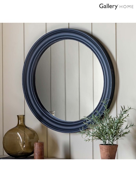 Gallery Home Grey Wood Loughor Round Wall Mirror (AL0481) | £150