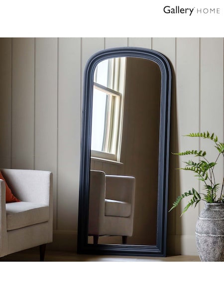 Gallery Home Grey Wood Loughor Arch Leaner Mirror (AL0492) | £199