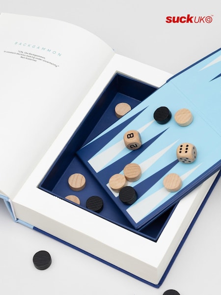 Suck UK Blue Backgammon In A Book Board Game (AL0563) | £35