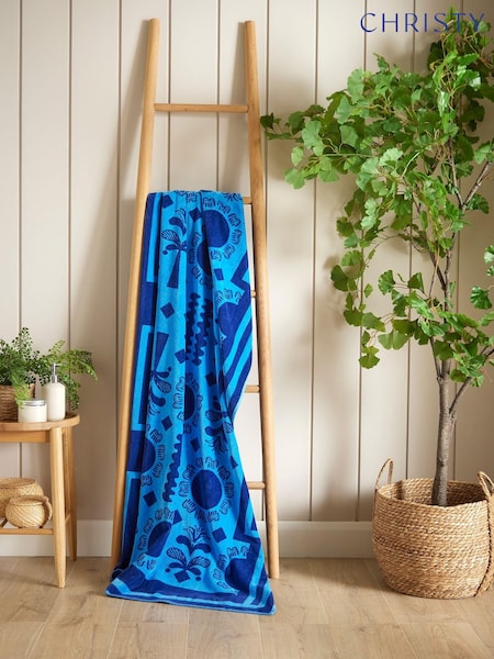 Christy Blue Amalfi Mediterranean 100% Cotton Beach Towel (AL0701) | £50