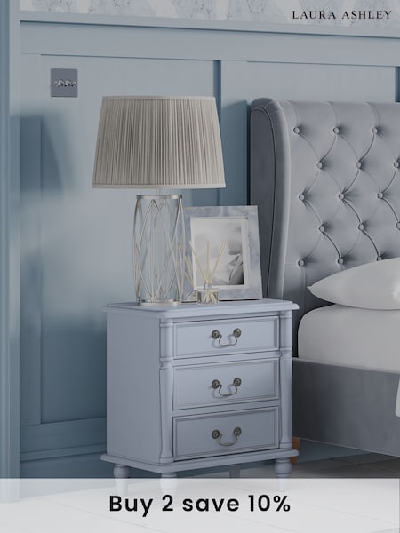 Laura Ashley Powder Blue Clifton 3 Drawer Bedside Table (AL0762) | £395