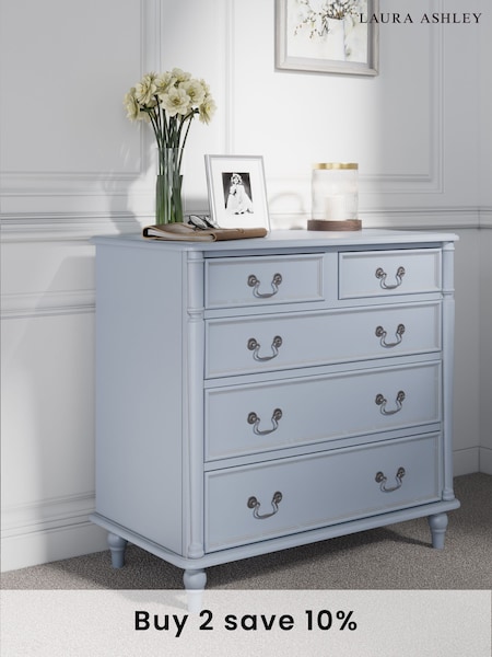 Laura Ashley Blue Clifton Chest of 5 Drawer Drawers (AL0771) | £785