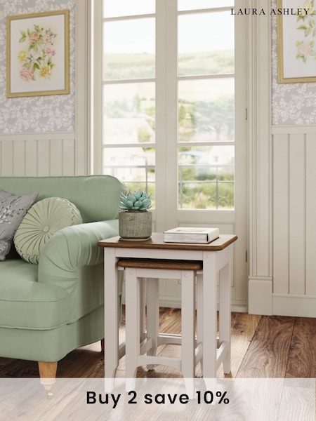 Laura Ashley Soft Truffle Dark Chestnut Hapton Nest Of 2 Tables (AL0775) | £425