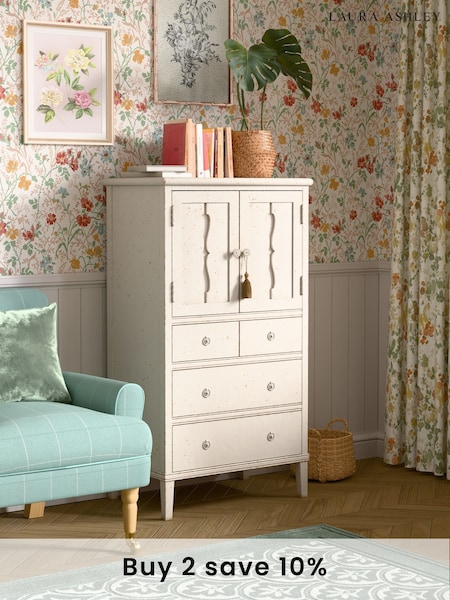 Laura Ashley Antique White Annaside 2 Door 4 Drawer Cabinet (AL0776) | £745