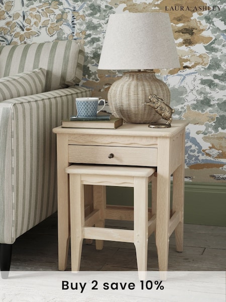 Laura Ashley Washed Oak Calford 1 Drawer Nest Of Tables (AL0783) | £550