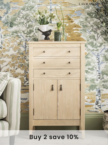 Laura Ashley Washed Oak Calford 2 Door 3 Drawer Cabinet (AL0784) | £745