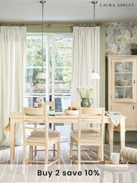 Laura Ashley Washed Oak Calford 4-6 Seater Fixed Dining Table (AL0786) | £695