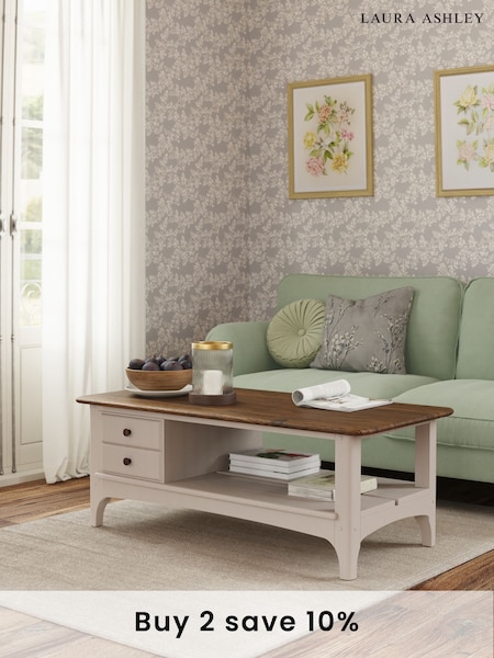 Laura Ashley Soft Truffle Dark Chestnut Hapton 2 Drawer Coffee Table (AL0793) | £575