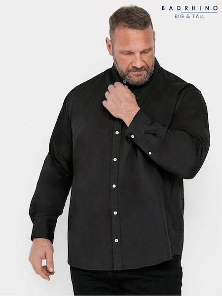 BadRhino Big & Tall Black Poplin Long Sleeve 100% Cotton Shirts 2 Pack (AL0805) | £49