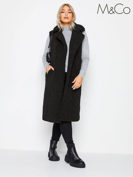 M&Co Black Borg Longline Gilet (AL0923) | £54