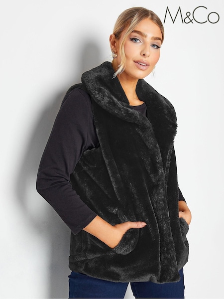 M&Co Black Faux Fur Gilet (AL0934) | £50