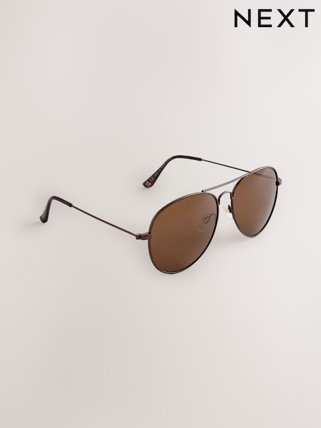 Chocolate Brown Classic Aviator Style Sunglasses (AL0994) | £15