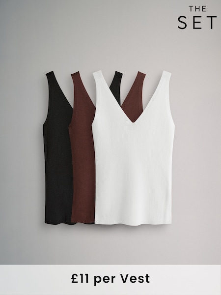 The Set Black/Cream/Red 3 Pack Knitted Vests (AL1018) | £33