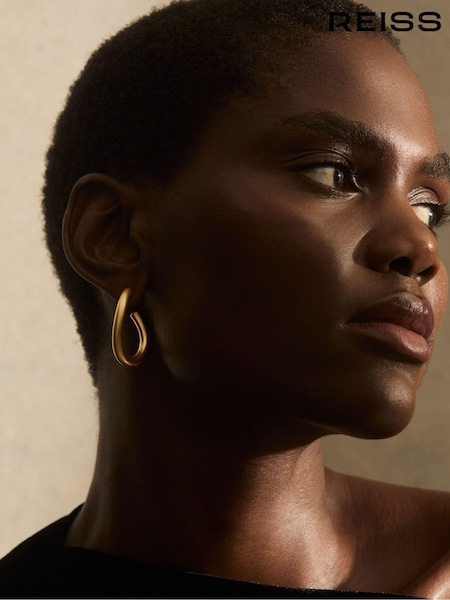 Reiss Gold Tone Freya Wave Hoop Earrings (AL1177) | £48