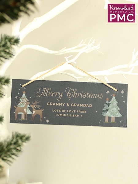 Personalised Slate Hanging Christmas Decoration by PMC (AL1273) | £15