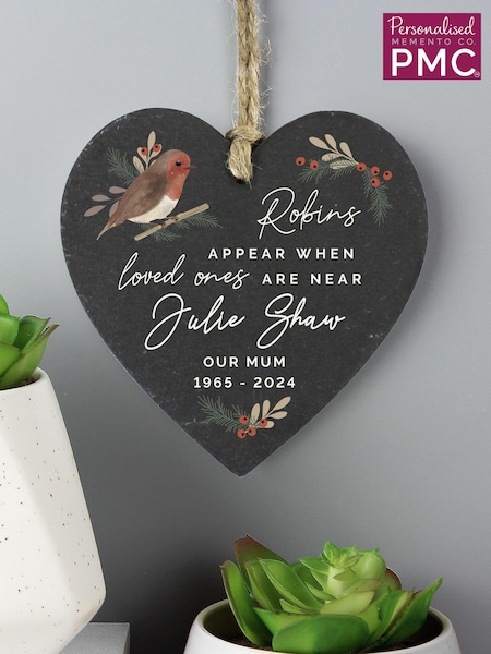 Personalised "Robins Appear When Loved Ones Are Near" Memorial Hanging Slate by PMC (AL1274) | £16