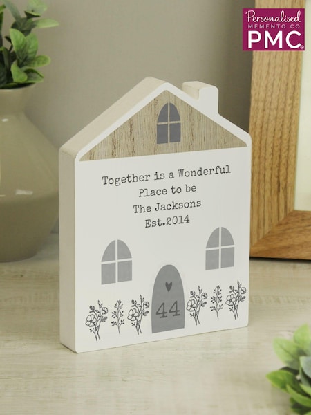 Personalised Christmas Fairisle Pattern Wooden House Ornament by PMC (AL1277) | £16