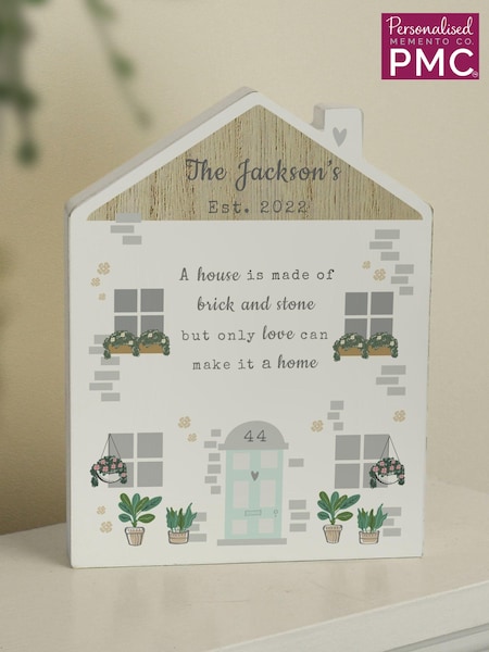 Personalised Love Makes A Home Wooden House Ornament by PMC (AL1286) | £16
