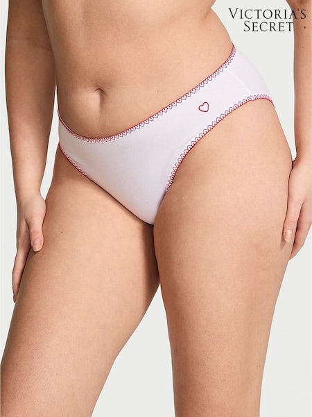 Victoria's Secret White Lace Waist Heart Trim Bikini Knickers (AL1294) | £9