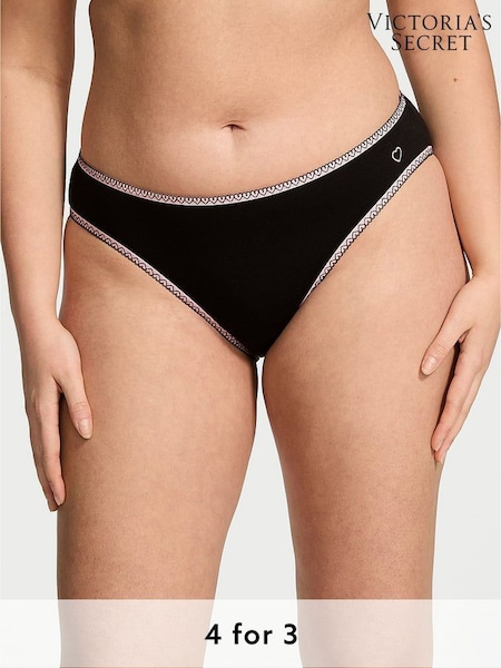 Victoria's Secret Black Lace Waist Heart Trim Bikini Knickers (AL1295) | £9