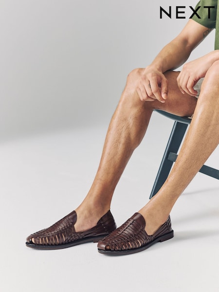 Brown Leather Woven Shoes (AL1309) | £48