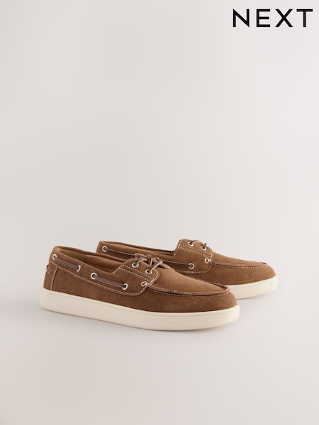 Tan Brown Suede Cupsole Boat Shoes (AL1332) | £52