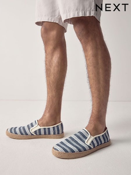 Navy Textured Espadrilles (AL1370) | £30