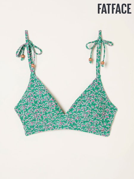 FatFace Green Saye Vine Floral Print Reversible Bikini Top (AL1570) | £29.50