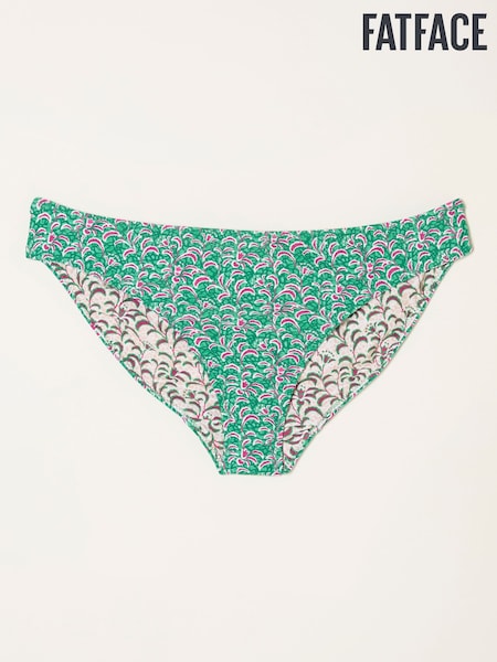 FatFace Green Filey Vine Floral Print Reversible Bikini Bottoms (AL1571) | £25