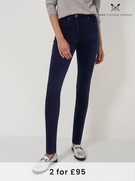 Crew Clothing Blue 5 Pocket Velvet Skinny Trousers (AL1627) | £65
