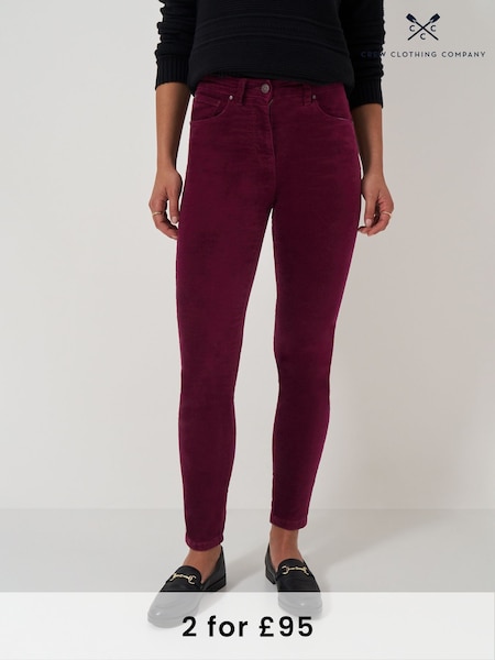 Crew Clothing Red Velvet 5 Pocket Skinny Trousers (AL1651) | £65