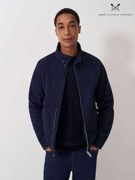 Crew Clothing Company Blue Harrington 100% Cotton Jacket (AL1659) | £119