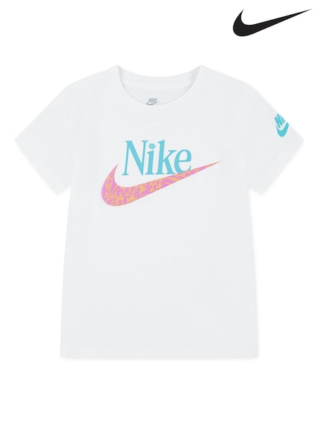Nike White Little Kids Wild Flower Futura T-Shirt (AL1680) | £16