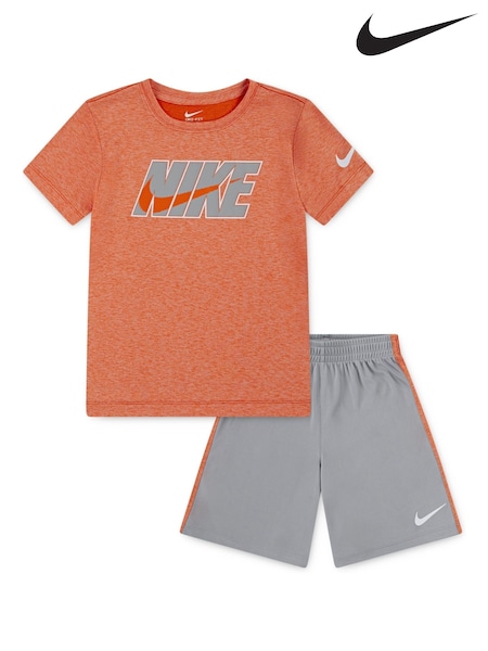 Nike Grey Little Kids Drop T-Shirt and Shorts Set (AL1686) | £35