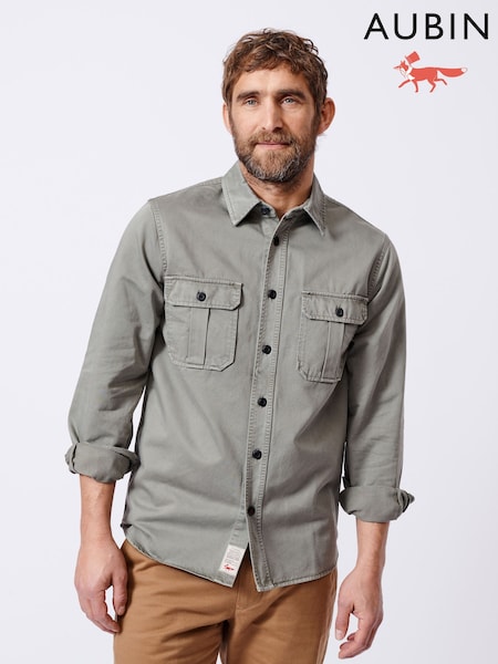Aubin Green Buckingham 100% Cotton Overshirt (AL1816) | £109