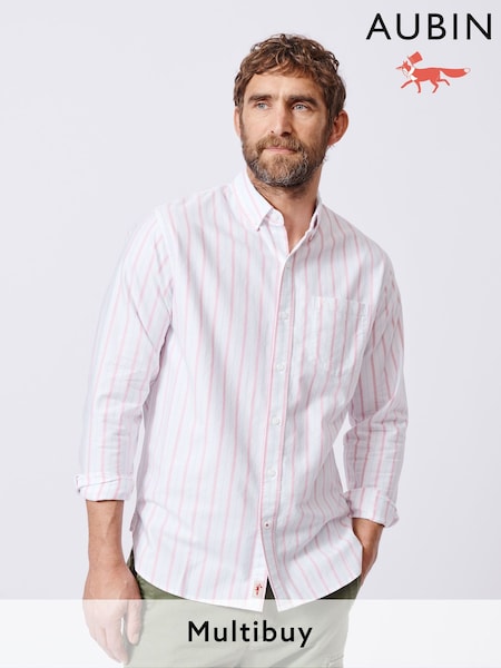 Aubin Pink Aldridge Oxford Button Down 100% Cotton Shirt (AL1826) | £79