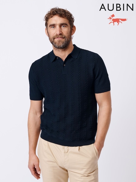 Aubin Ponton Textured 100% Cotton Polo Shirt (AL1830) | £89
