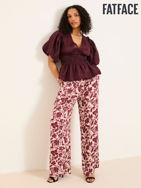 FatFace Kingston Claret Printed Trouser (AL1856) | £79