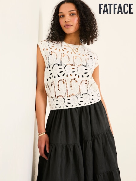 FatFace Clover Ivory Crochet Top (AL1863) | £65