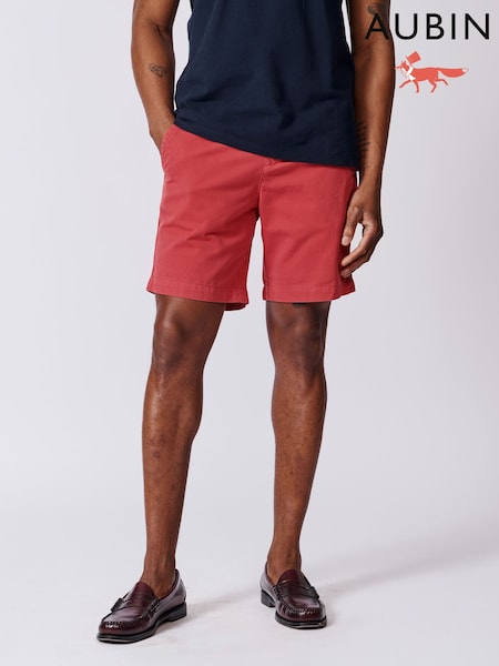 Aubin Red Stamford 100% Cotton Chino Shorts (AL1890) | £75