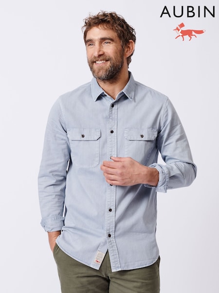 Aubin Blue Rigsby 100% Cotton Shirt (AL1934) | £109