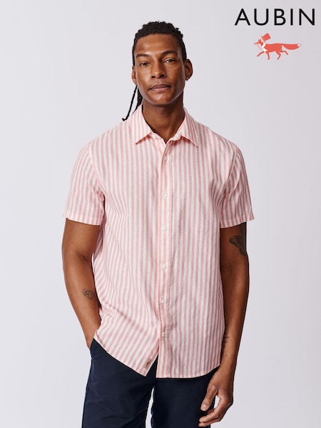 Aubin Pink Fulstow Linen Cotton Shirt (AL1939) | £79