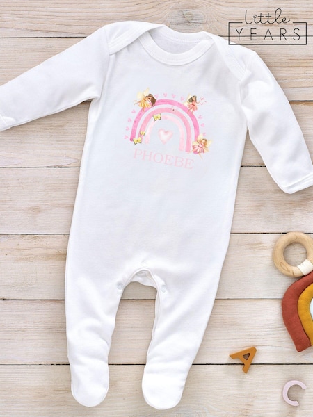 100% Cotton Personalised White Sleepsuit by Little Years (AL1965) | £16