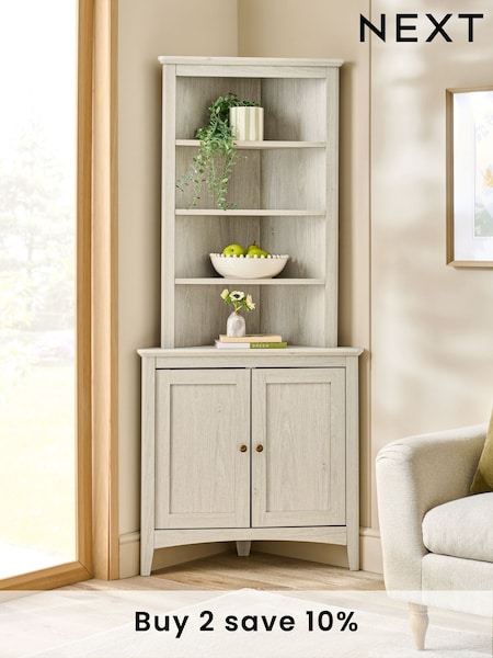 Grey Oakham Oak Effect Storage Corner Shelf (AL2053) | £0