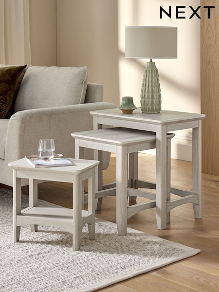 Grey Oakham Oak Effect Rectangle Set of 3 Nest of Tables (AL2054) | £299
