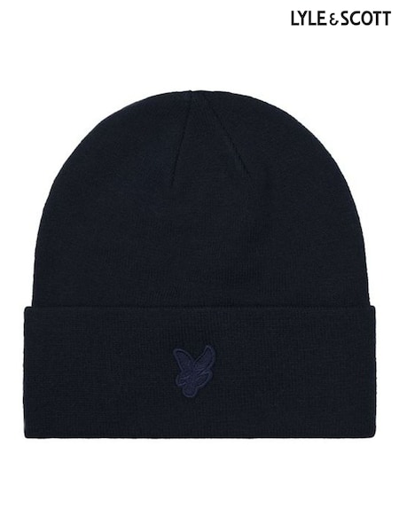 Lyle & Scott Blue Tonal Eagle Beanie (AL2077) | £22